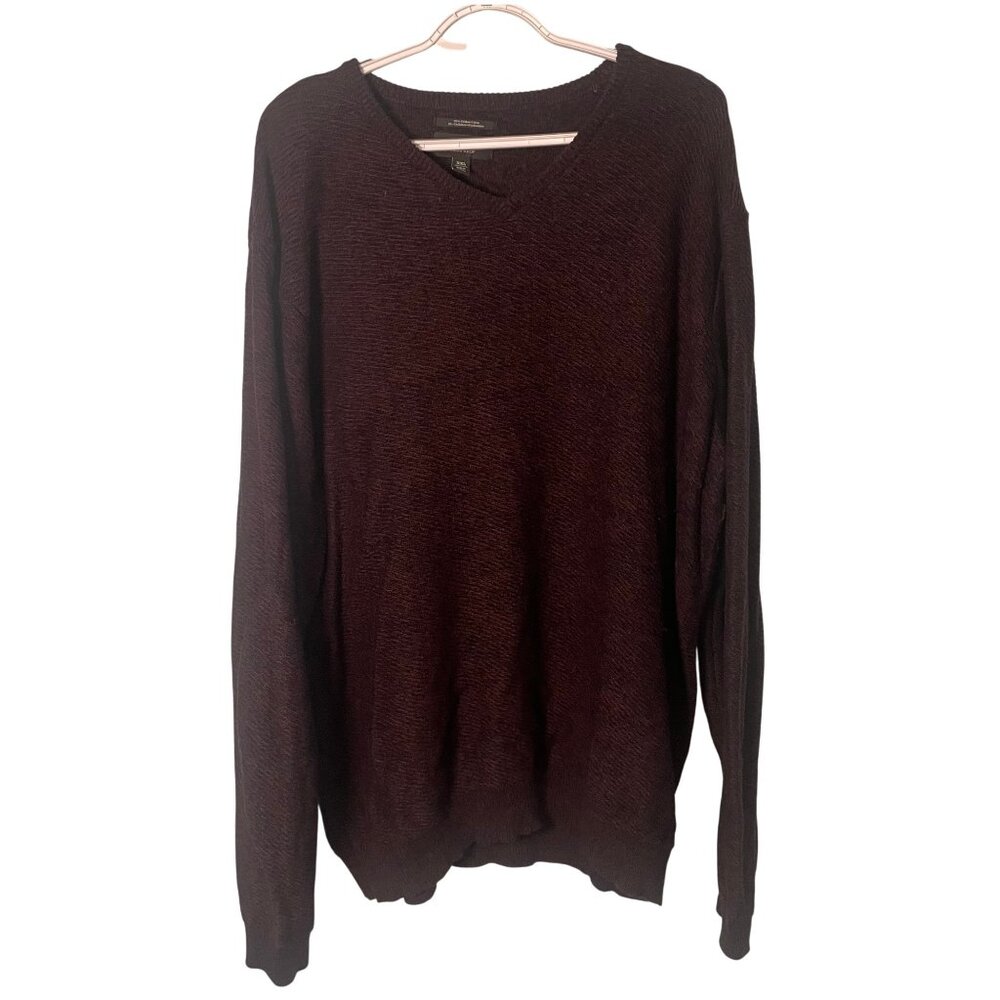 Nordstrom Mens Sweater Maroon Size XXL V Neck Cashmere Blend Knit Classic Preppy